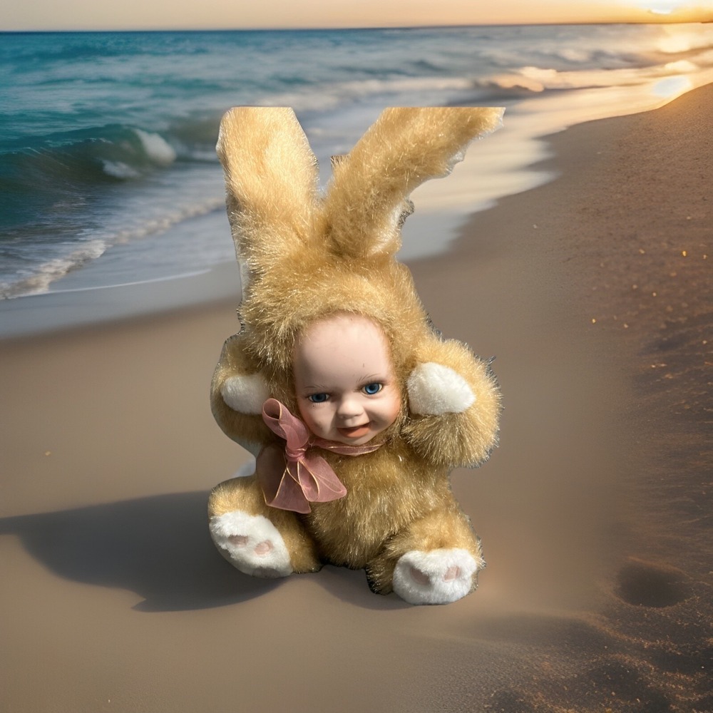 Geppeddo Cuddle Kids Bobby Bunny Porcelain Face Plush Doll 2000